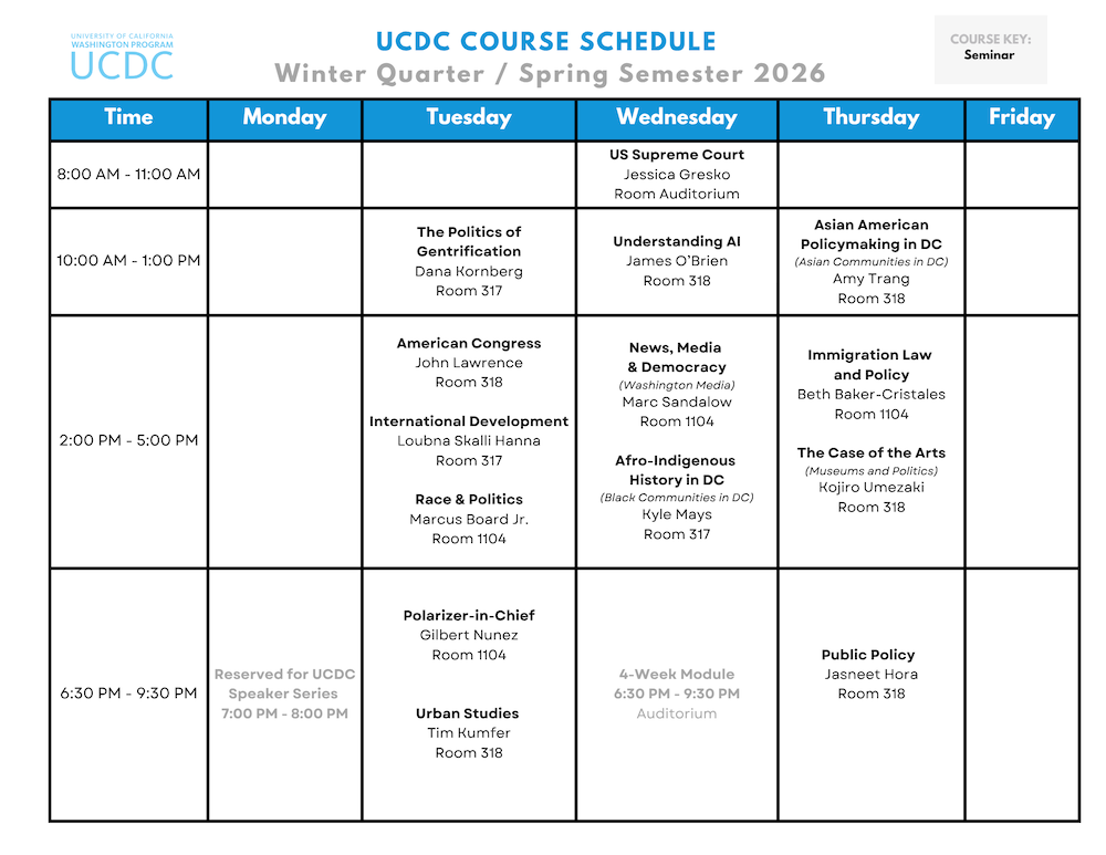 Winter Course Schedule