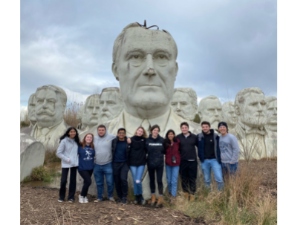 UCDC Spring 2022 Term Students with Presidents Heads in Croaker, Virginia.
