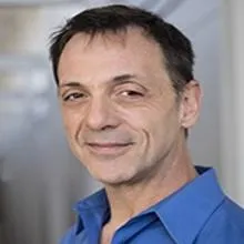 Man wearing blue collar shirt.